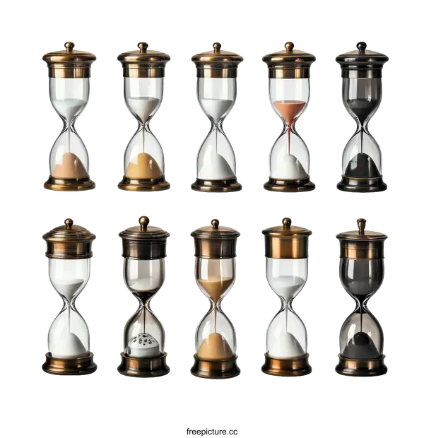 [Transparent Background PNG]Collection of Vintage Hourglasses