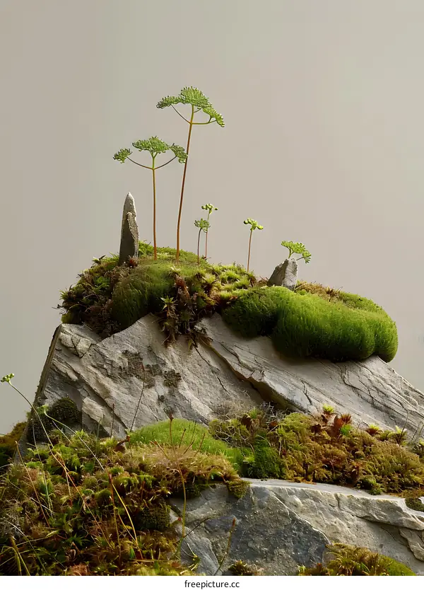 Green Moss Covered Rock