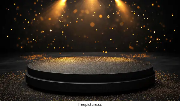 Elegant Black Product Display Podium with Gold Glitter