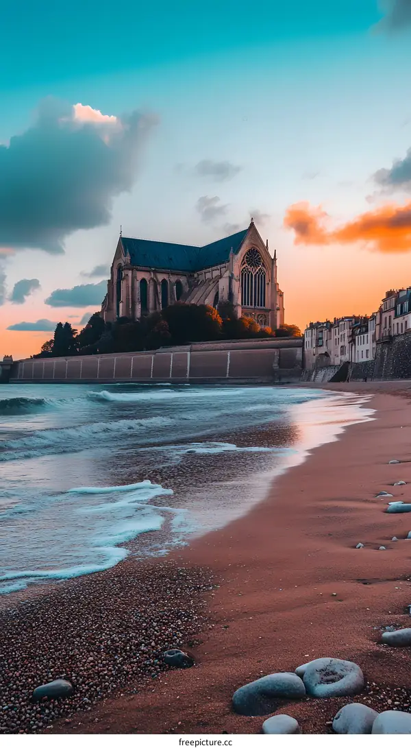 Cathedral Church on the Beach at Sunset