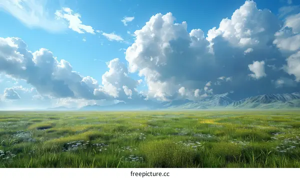 Vast Meadow Under a Sky of Clouds