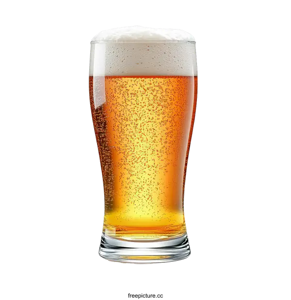 [Transparent Background PNG]Full Glass of Beer with Frothy Top