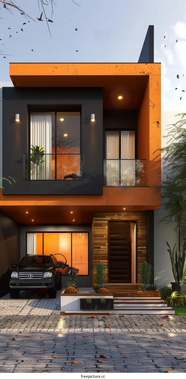 Modern Minimalist House Design Exterior Illustration