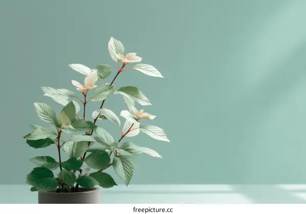 Elegant Green Plants Against a Light Teal Background