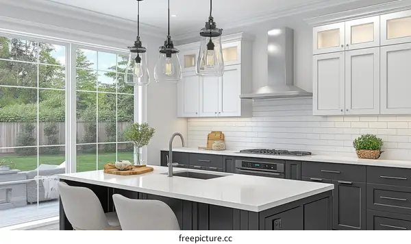 Modern Farmhouse Kitchen with Large Windows