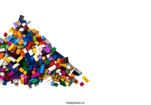[Transparent Background PNG]Colorful Building Blocks Scattered on White Background