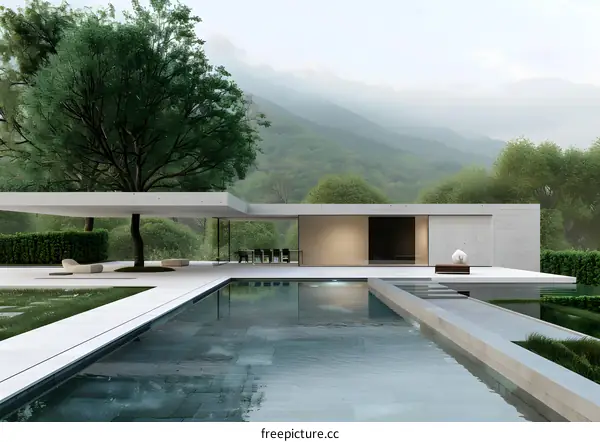 Modern House with Pool and Mountain View