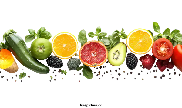 [Transparent Background PNG]Colorful Fresh Fruits and Vegetables Arrangement