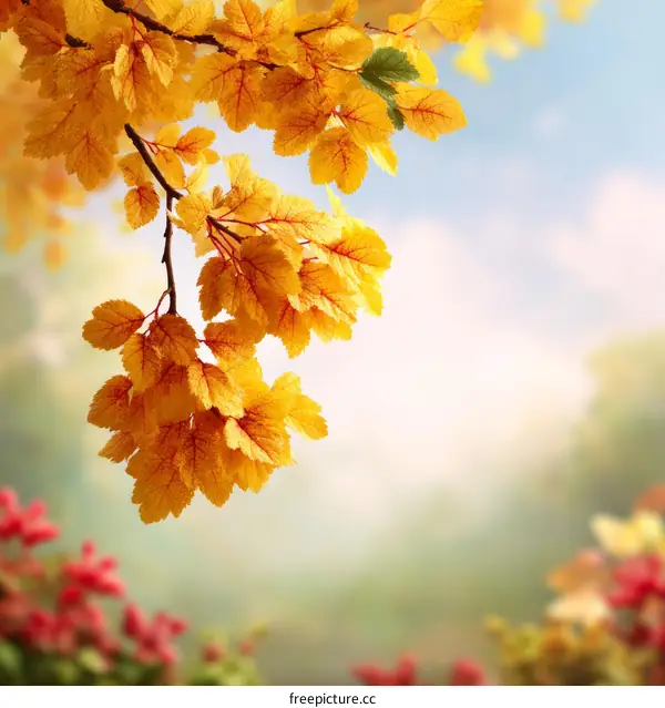 Autumn Leaves in the Garden Illustration