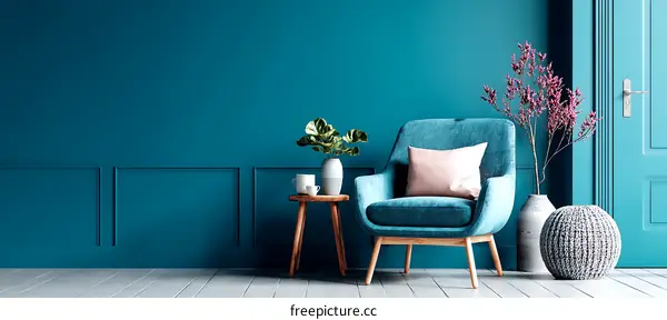 Stylish Teal Living Room Interior Design