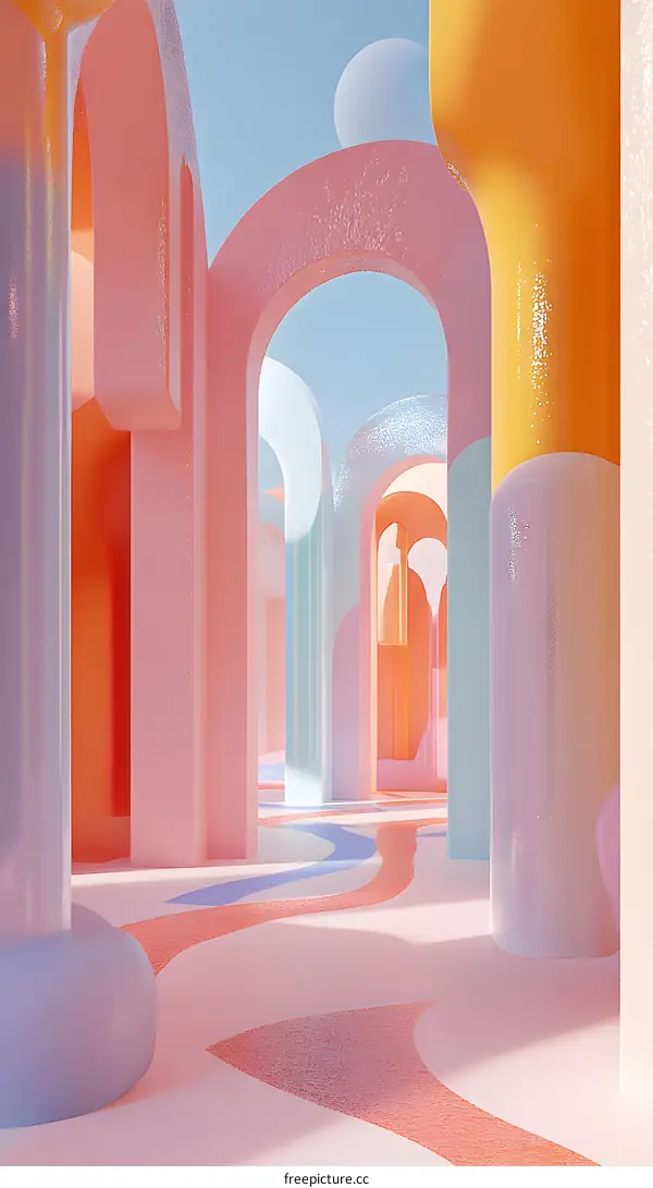 Abstract 3D Archway Design with Pastel Colors