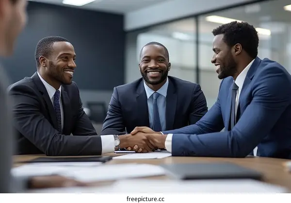 Business Meeting and Collaboration of Three African American Professionals