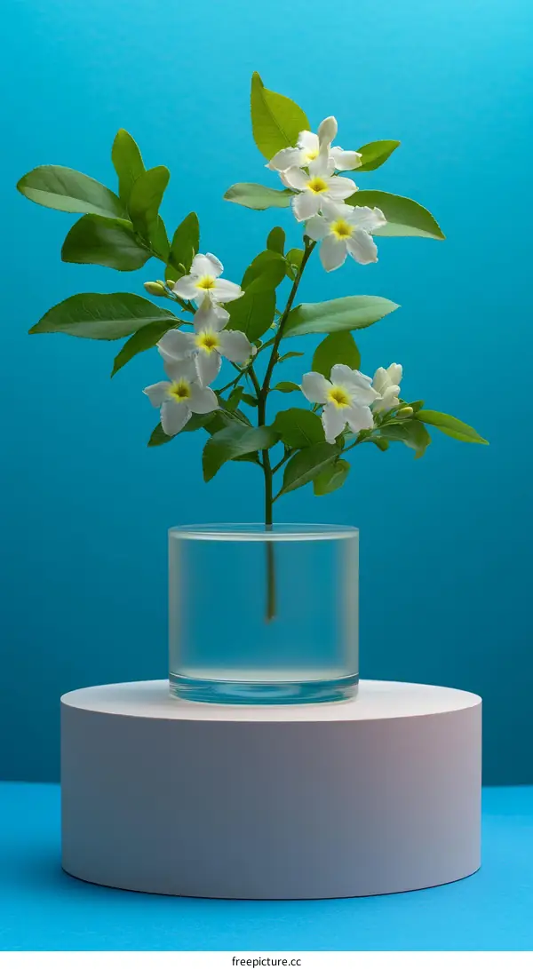Beautiful White Flowers in Glass Vase on Display