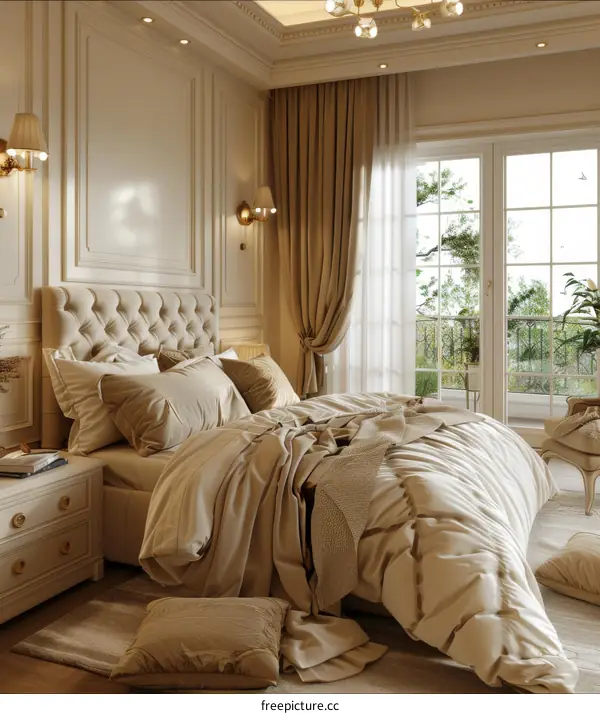 Elegant Beige Bedroom Interior Design