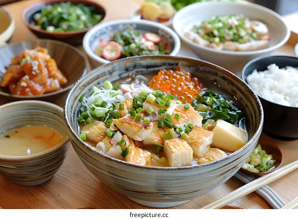 A delicious Japanese meal with a variety of dishes