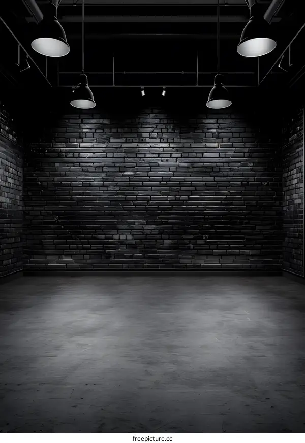 Dark Room with Brick Wall and Concrete Floor