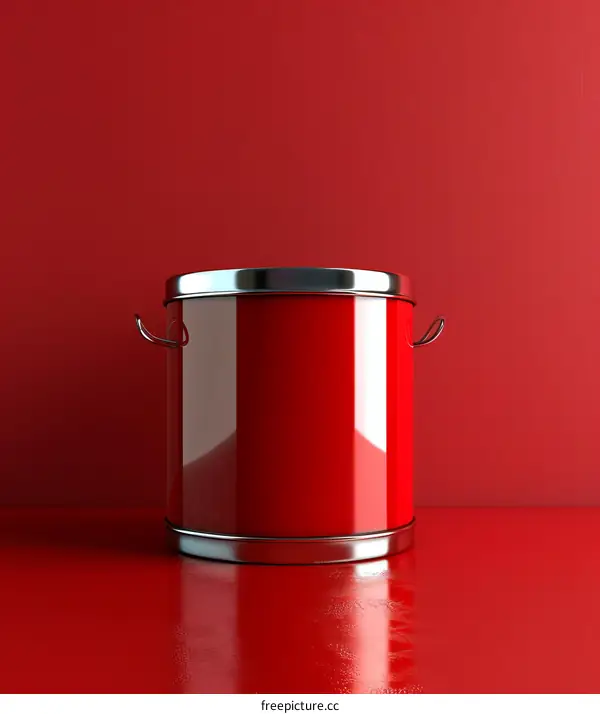 Red Paint Can on Red Background