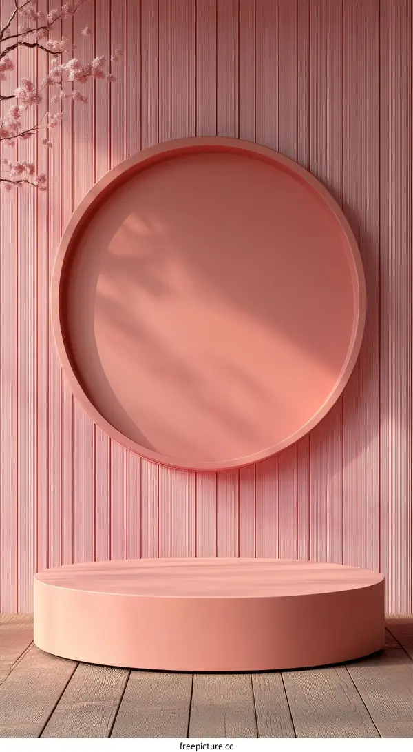 Pink Circle Display Stand with Cherry Blossom