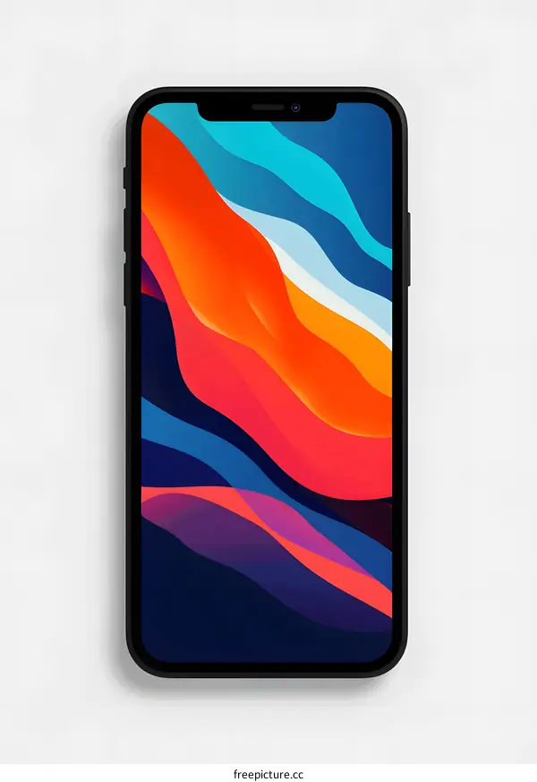 Abstract Colorful Waves on Smartphone Screen