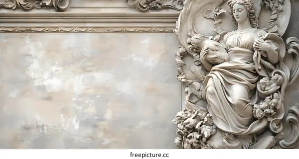 Decorative Stone Sculpture of a Woman on a Wall