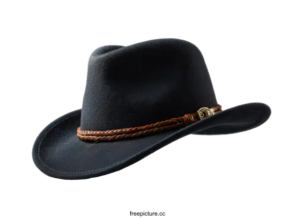 [Transparent Background PNG]Dark Gray Cowboy Hat with Brown Leather Trim