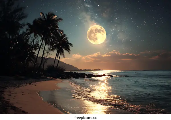Moonlight Beach Paradise Tropical Sunset