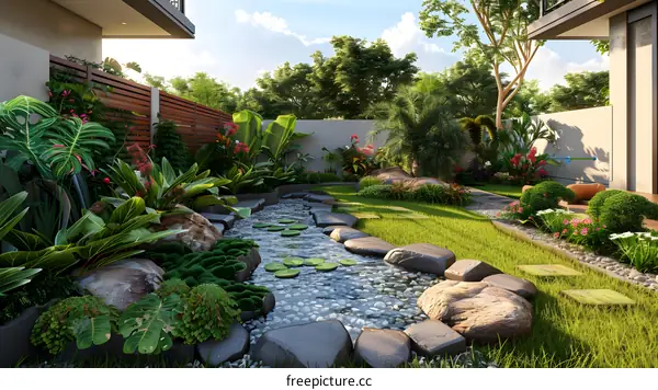 A lush garden landscape design