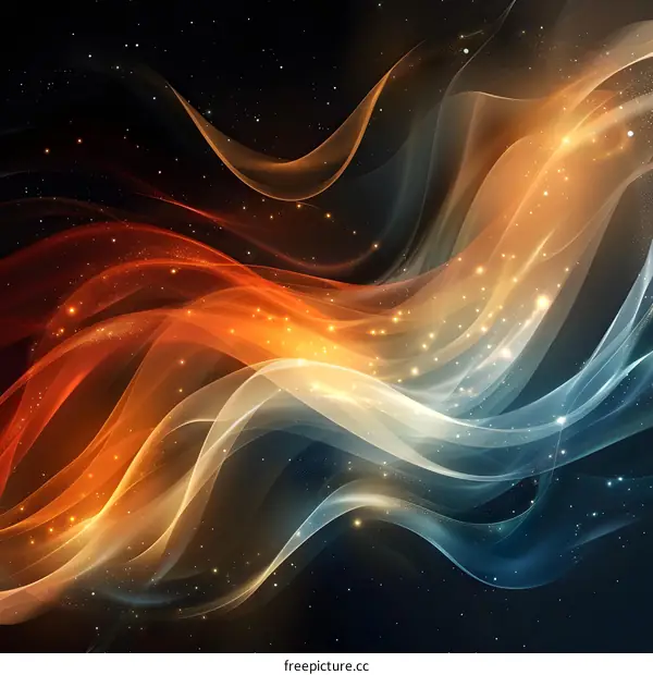 Wavy Orange Blue Light Trails