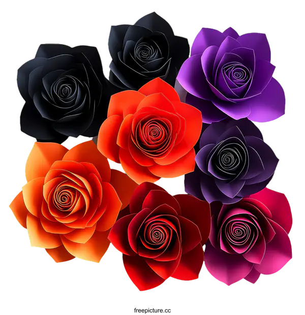 [Transparent Background PNG]Colorful Paper Rose Arrangement