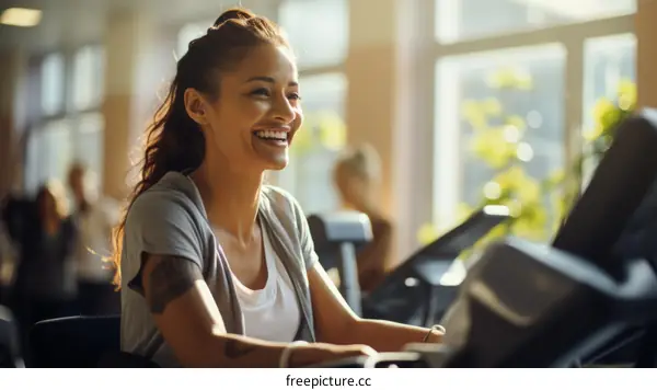 Hispanic woman exercising on a treadmill