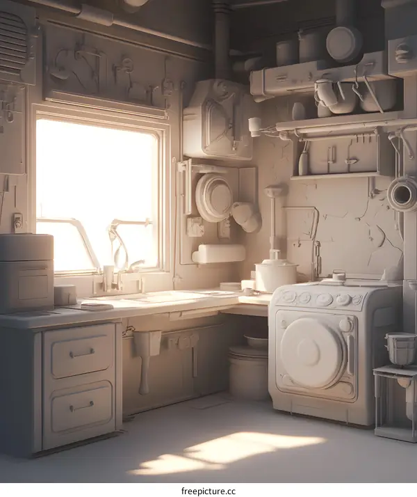 White Kitchen Interior Design Illustration