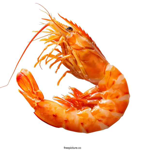 [Transparent Background PNG]A large cooked prawn on a white background