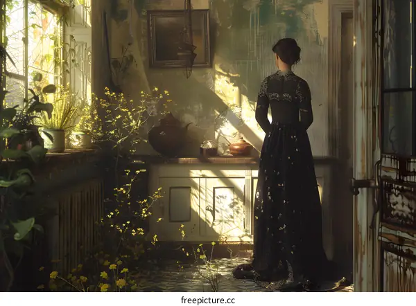 Lady in the retro kitchen