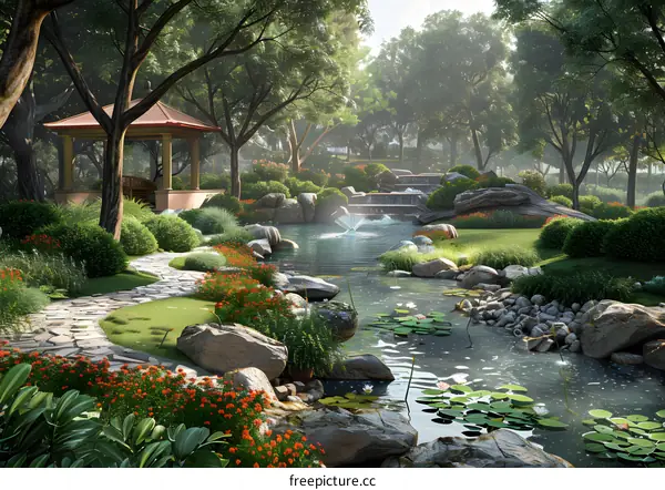 Chinese style garden landscape design renderings