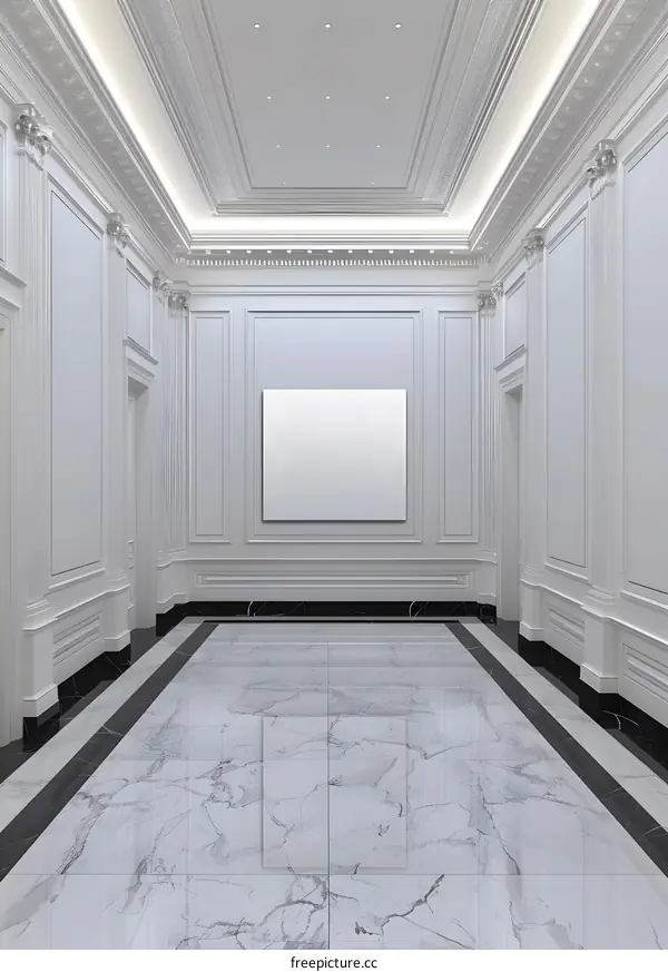 White Marble Floor Hallway Interior Design