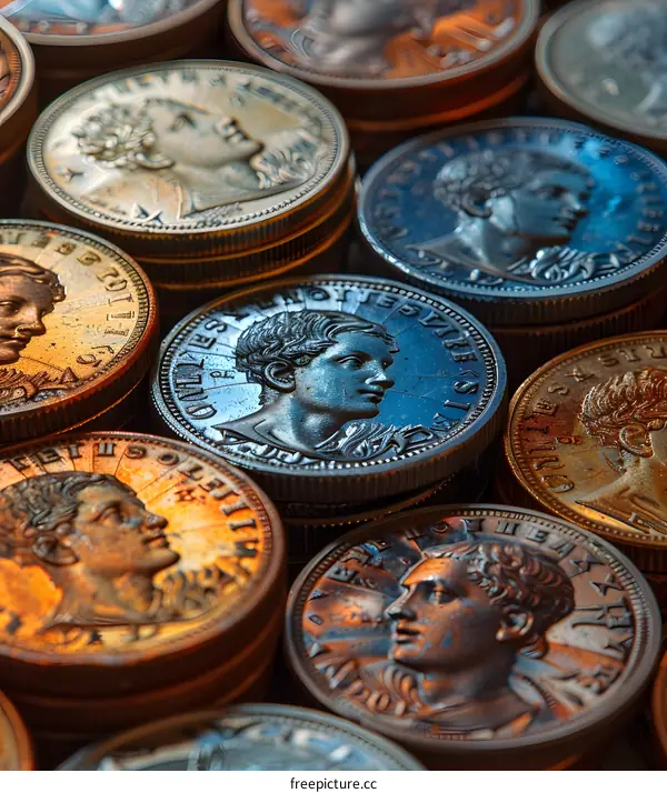 Collection of Old Coins with Portraits