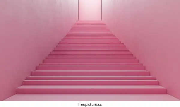 Pink Staircase in a Minimalist Interior