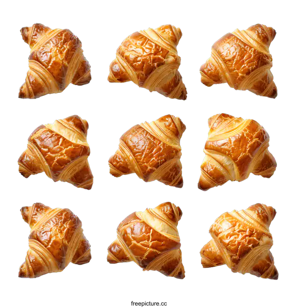 [Transparent Background PNG]Top view of croissants on white background