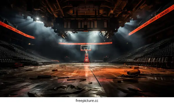 Abandoned Basketball Court: A Post-Apocalyptic Scene