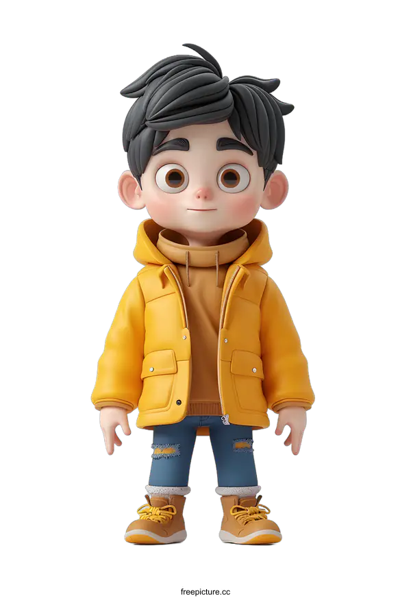 [Transparent Background PNG]3D rendering of a cute cartoon boy