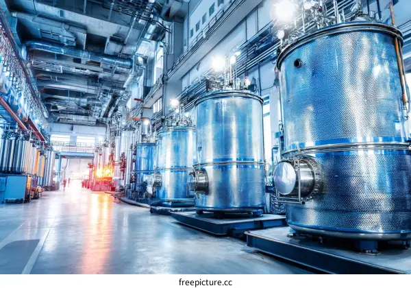 Modern Industrial Facility with Large Tanks