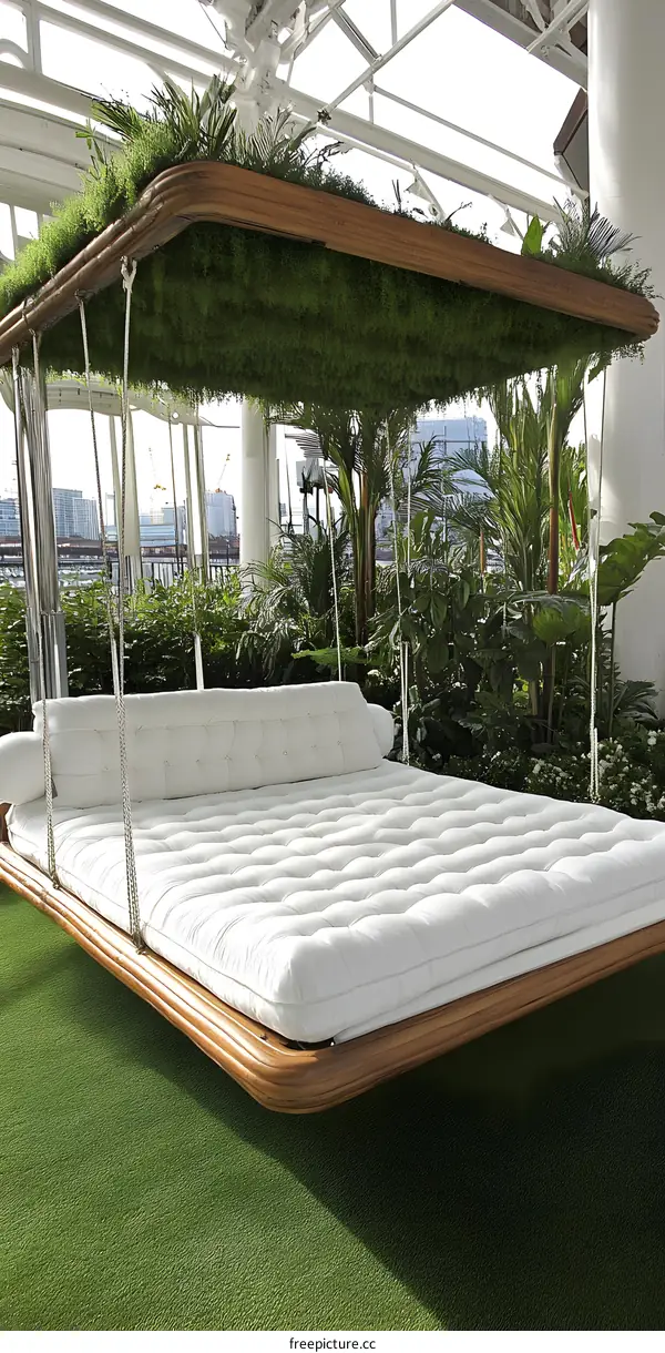 Suspended Bed with Green Roof in Modern Architecture