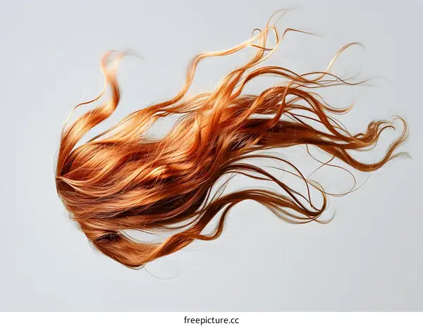 red hair floating in the air