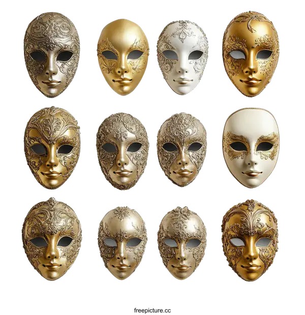 [Transparent Background PNG]Collection of Venetian Carnival Masks