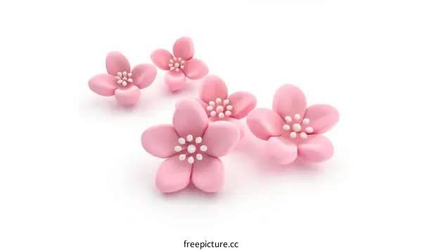 Pink flowers on a white background