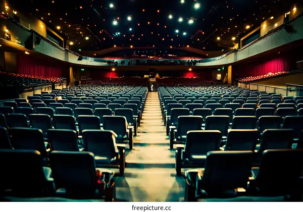 Empty Theater Seats in a Dark Room