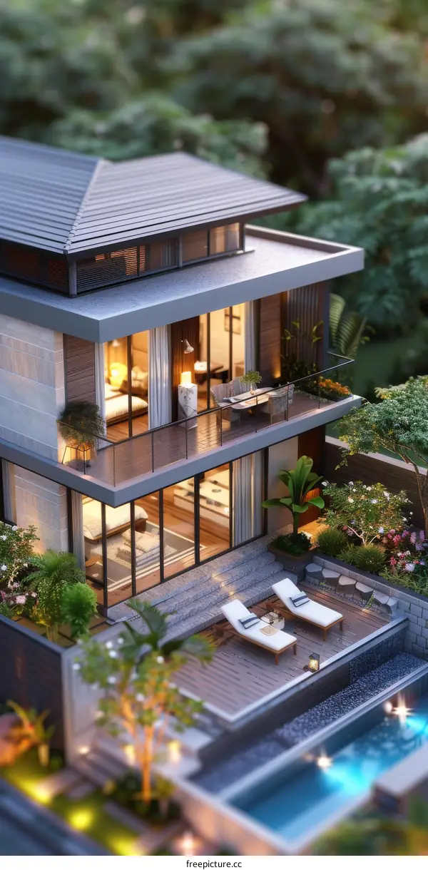 Modern Villa Exterior Design Illustration