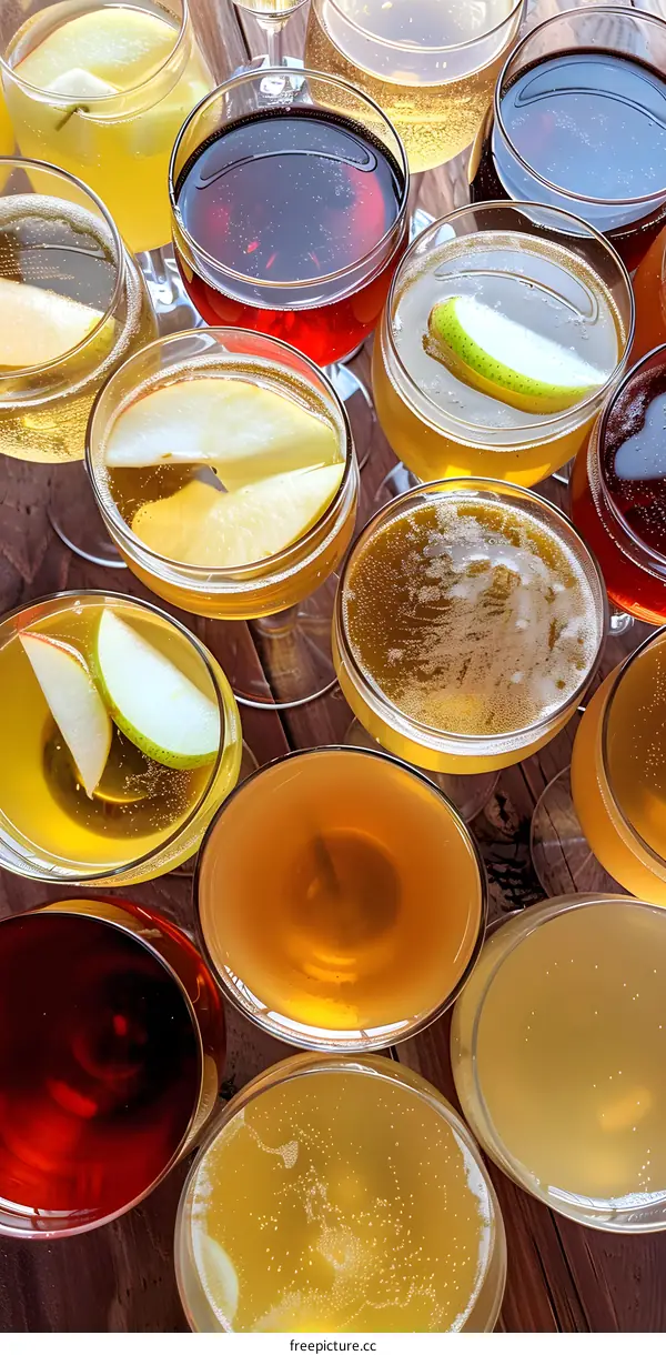 Assortment of Alcoholic Beverages in Glasses