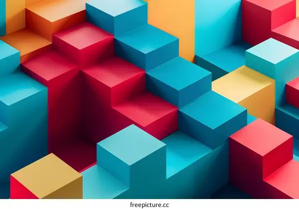 Abstract 3D Colorful Cubes Background