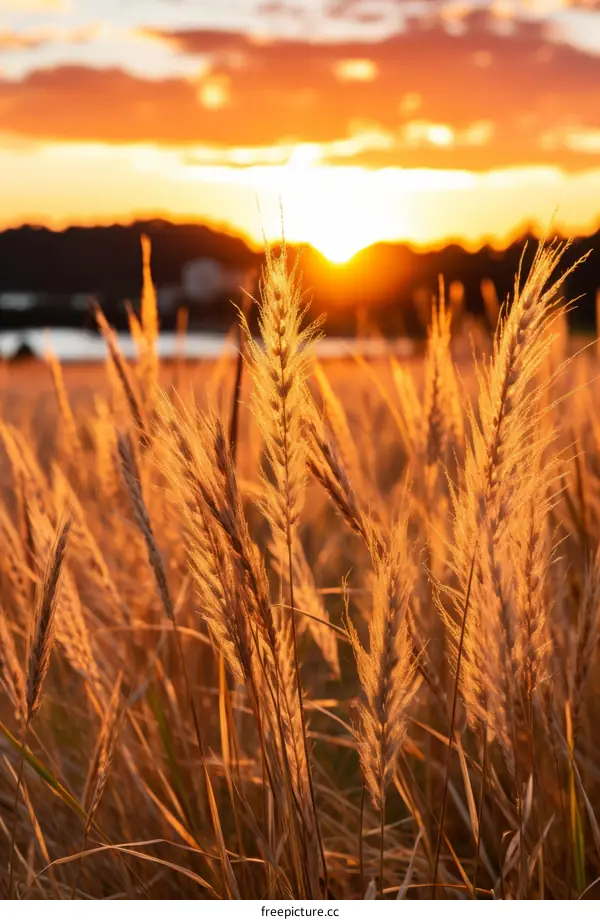 Golden Fields of Wheat During Sunset